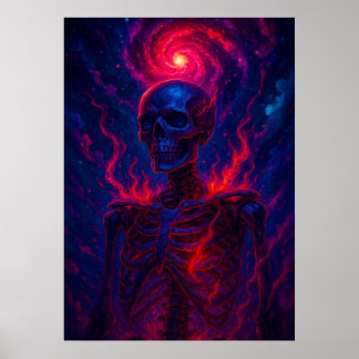 Poster Squelette cosmique avec Imaginaire de galaxie d'én