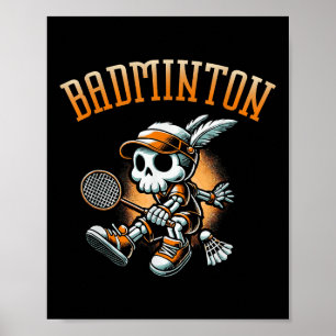 Poster Squelette De Badminton Avec Raquette Et Navette