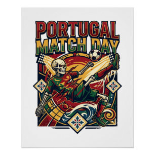 Poster Squelette de buteur jour de match Portugal Nations