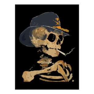 Poster Squelette de Cow-boy Fumeur