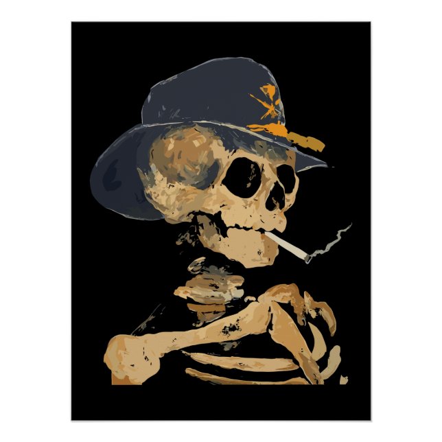 Poster Squelette de Cow-boy Fumeur (Devant)