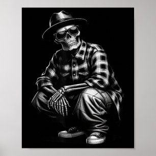 Poster Squelette de gangster mexicain cool Homie Chicano