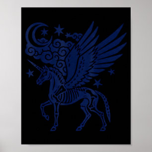 Poster Squelette de licorne halloween gothique effrayant