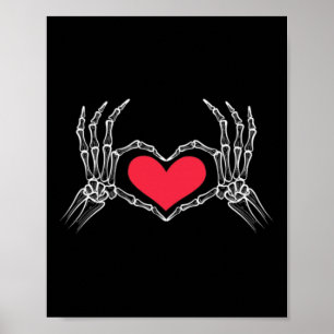 Poster Squelette de main de Halloween drôle signe de coeu
