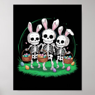 Poster Squelette de Pâques drôle tenant un œuf Bysket ave