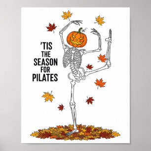 Poster Squelette de Pilates drôle Citrouille Yoga Hallowe