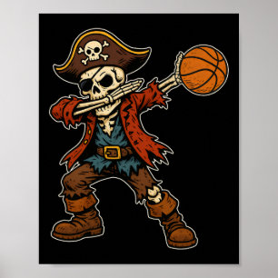 Poster Squelette de pirate Dabbing Croquis de pirate d'Ha