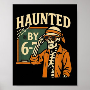 Poster Squelette d'Halloween ensorcelé Numéro Six Sept