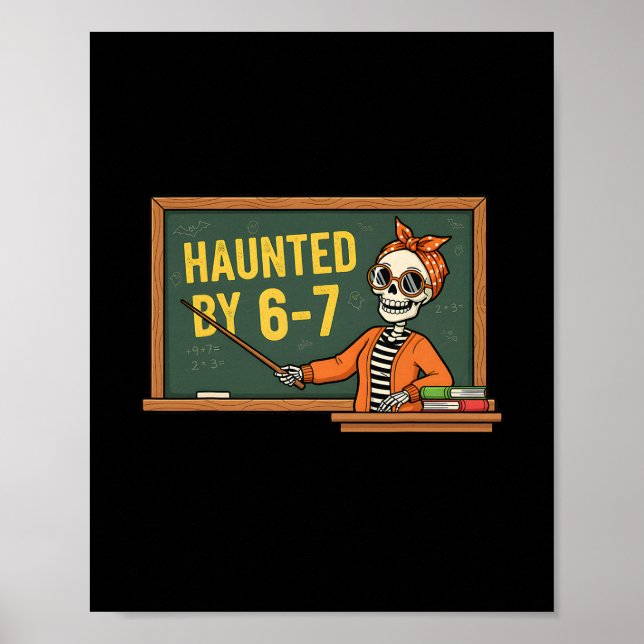 Poster Squelette d'Halloween ensorcelé Numéro Six Sept (Devant)