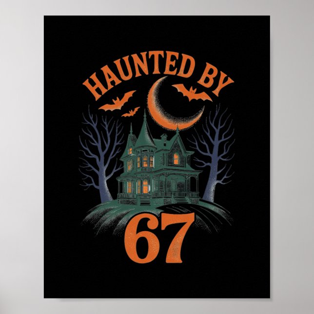 Poster Squelette d'Halloween ensorcelé Numéro Six Sept Ha (Devant)