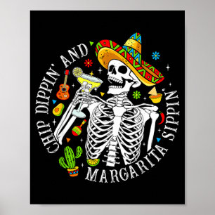 Poster Squelette drôle de cinq chip dippin sippin margari
