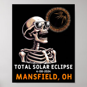 Poster Squelette drôle éclipse solaire Mansfield Ohio