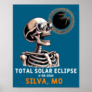 Poster Squelette Drôle Éclipse Solaire Silva Missouri