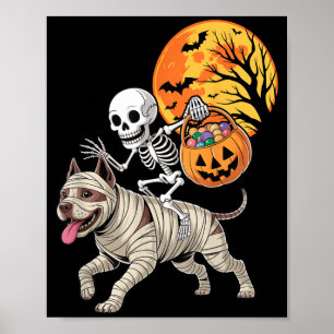Poster Squelette drôle montant Mummy Pitbull Femmes Homme