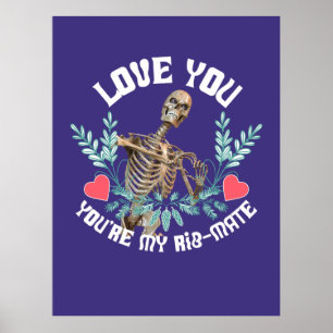 Poster Squelette Drôle Saint-Valentin Côtes Mate Humour G