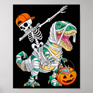 Poster Squelette faisant du cheval en dansant Dab Dinosau
