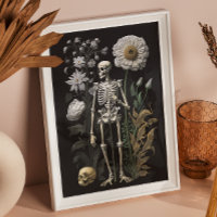 Squelette floral gothique vintage | Botanique fonc