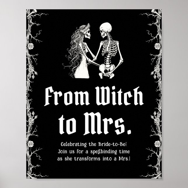 Poster Squelette Gothique D'Halloween De Sorcière À Mme S (Devant)