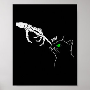 Poster Squelette Halloween drôle sur le nez d'un chat