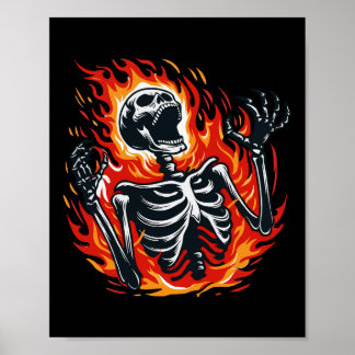 Poster Squelette hurleur en feu