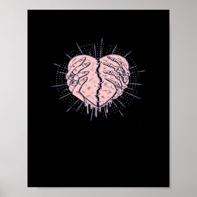 Poster Squelette Main Avec Coeur Classique (Devant)