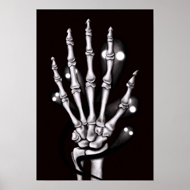 Poster Squelette Main Avec Fantômes Déplaisants Gothique (Devant)
