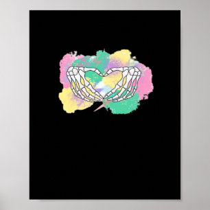 Poster Squelette Mains Coeur Avec Backgr Abstrait Couleur
