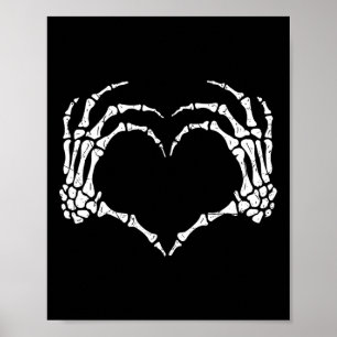 Poster Squelette Mains Coeur Signer Halloween Costume Hom