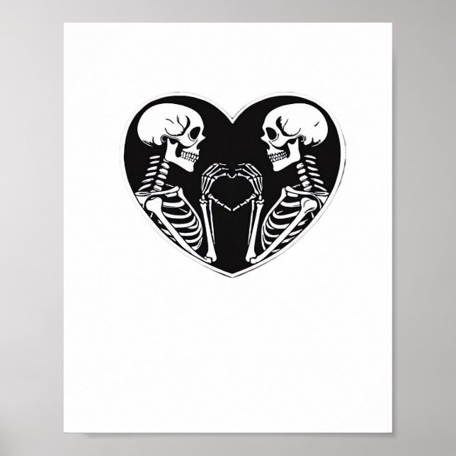 Poster Squelette Mains Coeur Signer Halloween Costume Ret (Devant)
