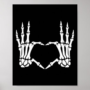 Poster Squelette Mains Coeur Signer Retro Costume Hallowe