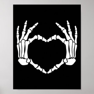 Poster Squelette Mains Coeur Signer Retro Costume Hallowe