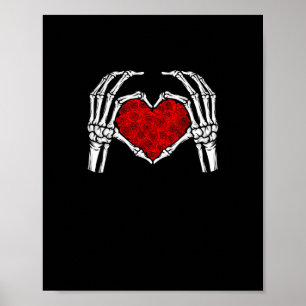 Poster Squelette Mains de coeur Signe Saint Valentin Mign