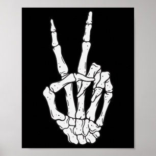 Poster Squelette Mains Signe de Paix Amour Costume Hallow