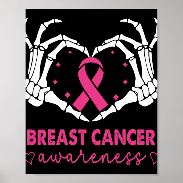 Poster Squelette Mains signe du coeur Halloween Cancer du (Devant)