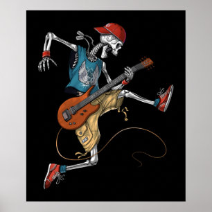 Poster Squelette Metal Guitariste