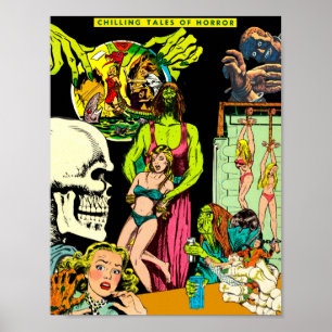 Poster Squelette Monstres Sorcière Art modifié Horreur Co