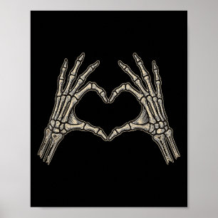 Poster Squelette rétro Hands Coeur Signal Halloween Costu
