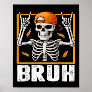 Poster Squelette Rock On Bruh Halloween Pour Hommes Garço