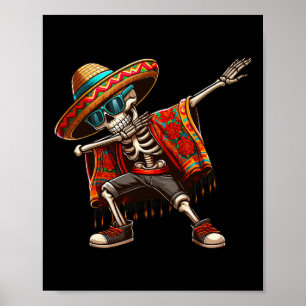 Poster Squelette Sombrero Poncho Cinco De Mayo Mex