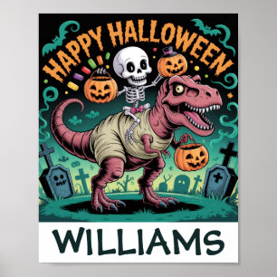 Poster Squelette sur Mummy T-Rex - Éffrayant Dino Rider