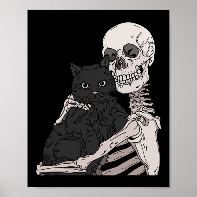 Poster Squelette tenant un chat Lazy Costume d'Halloween  (Devant)