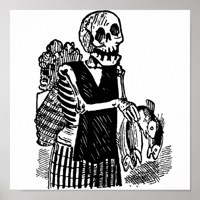 Poster "Squelette transportant du poisson" vers le début  (Devant)