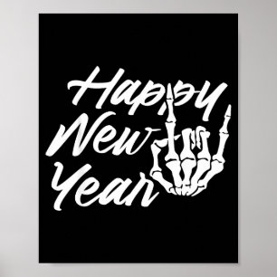 Poster Squelette Vintage Bonne Année Eve 