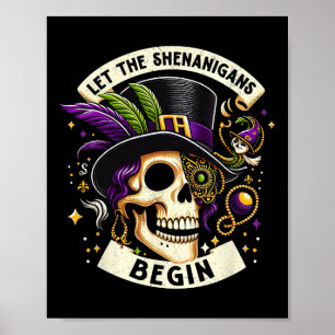 Poster Squelette vintage Laisser Les Shenanigans Commence