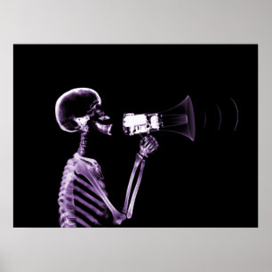 POSTER SQUELETTE X-RAY SUR MEGAPHONE - POURPULAIRE