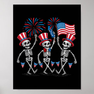 Poster Squelettes dansants 4 juillet drôle d'hommes patri