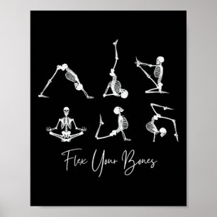 Poster Squelettes de yoga Namaste Halloween drôle fléchis