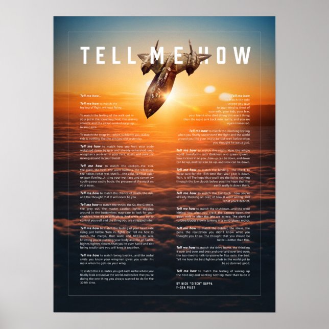 Poster SR-71, coucher du soleil, avec Tell Me How ode au  (Devant)