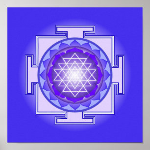 Poster Sri Yantra Mandala Purple and Blue Print