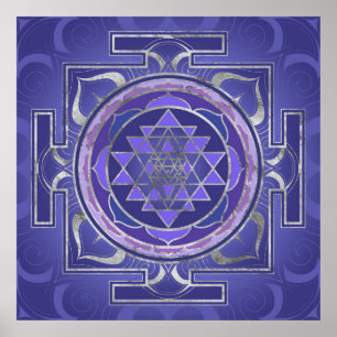 Poster Sri Yantra/pourpre et argent de Sri Chakra